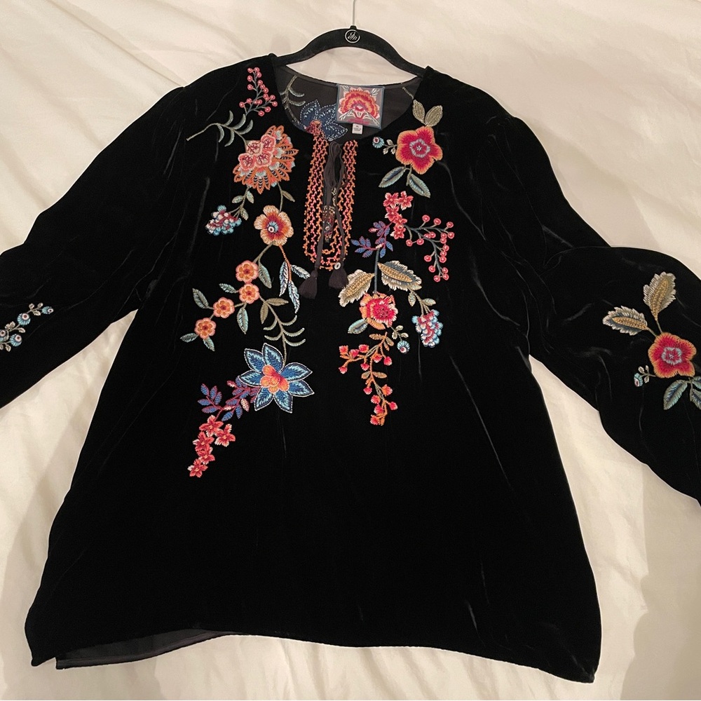 Johnny Was Black Velvet Top XL